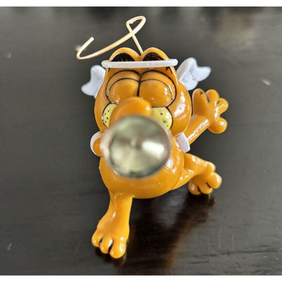 Vintage Garfield 3"H Trumpet Blowing Angel Holiday Christmas Tree Ornament - Picture 3 of 3